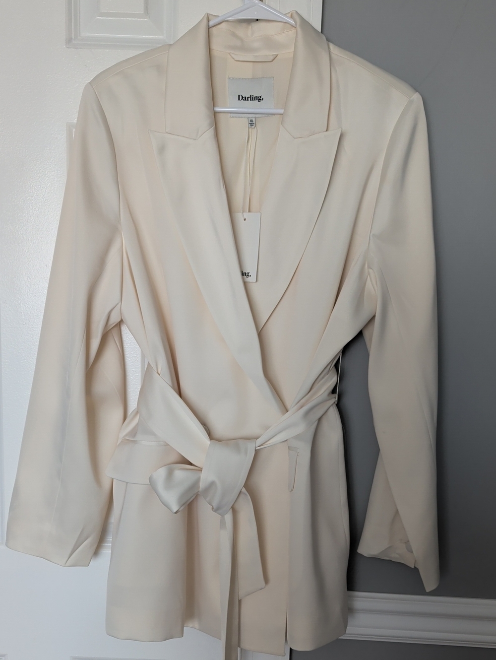 Darling Ivory Wrap Blazer with Self Tie